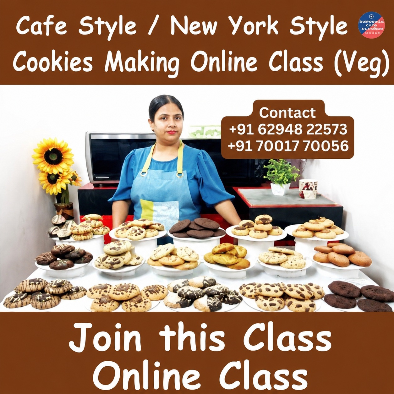 Cafe Style / New York Style Cookies Making Online Class (Veg)
