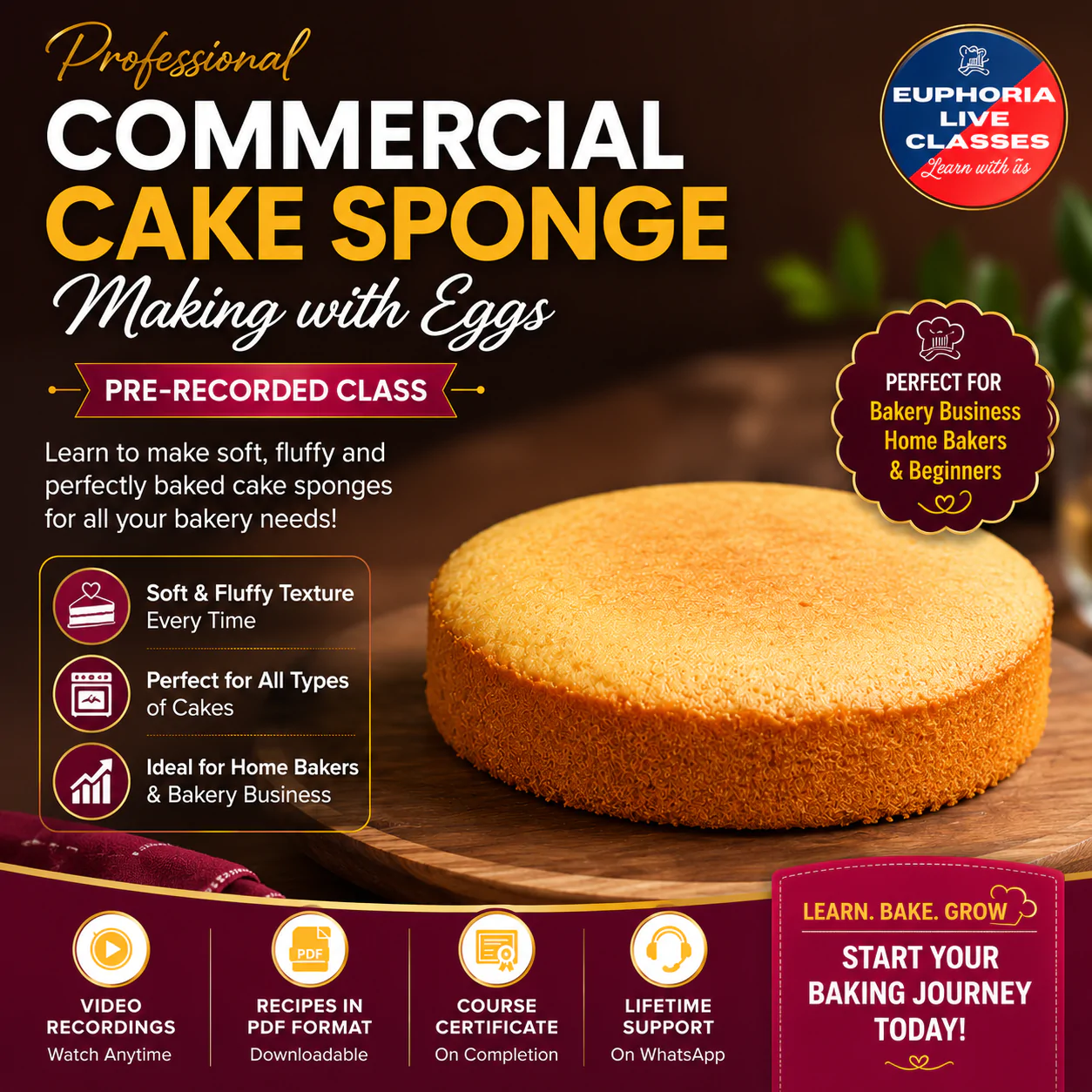 Commercial Cake Sponge Making with Eggs Online Class