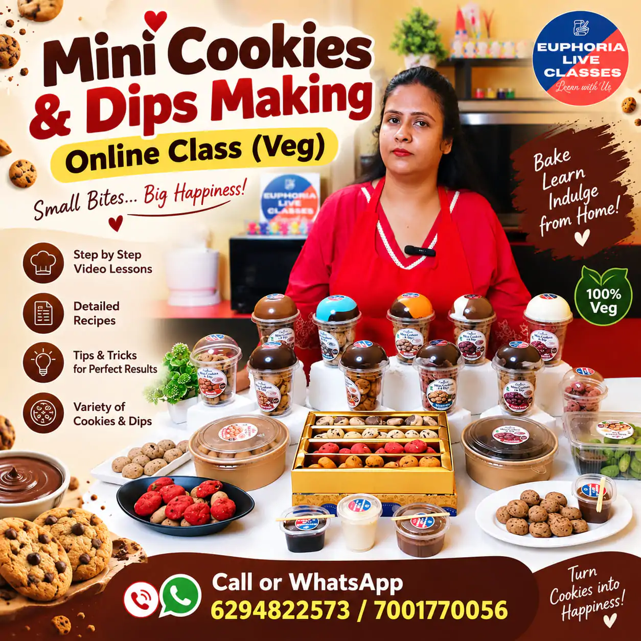 Mini Cookies & Dips Making Online Class (Veg)